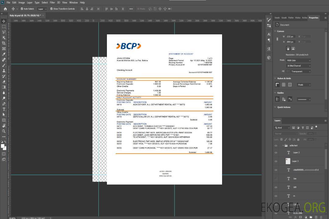 Déclaration du Banco de crédito de Bolivie en Bolivie template Déclaration du Banco de crédito de Bolivie en Bolivie template